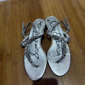 Elegant Sam Edelman Women's Silver Sandals with Beading - Size 7